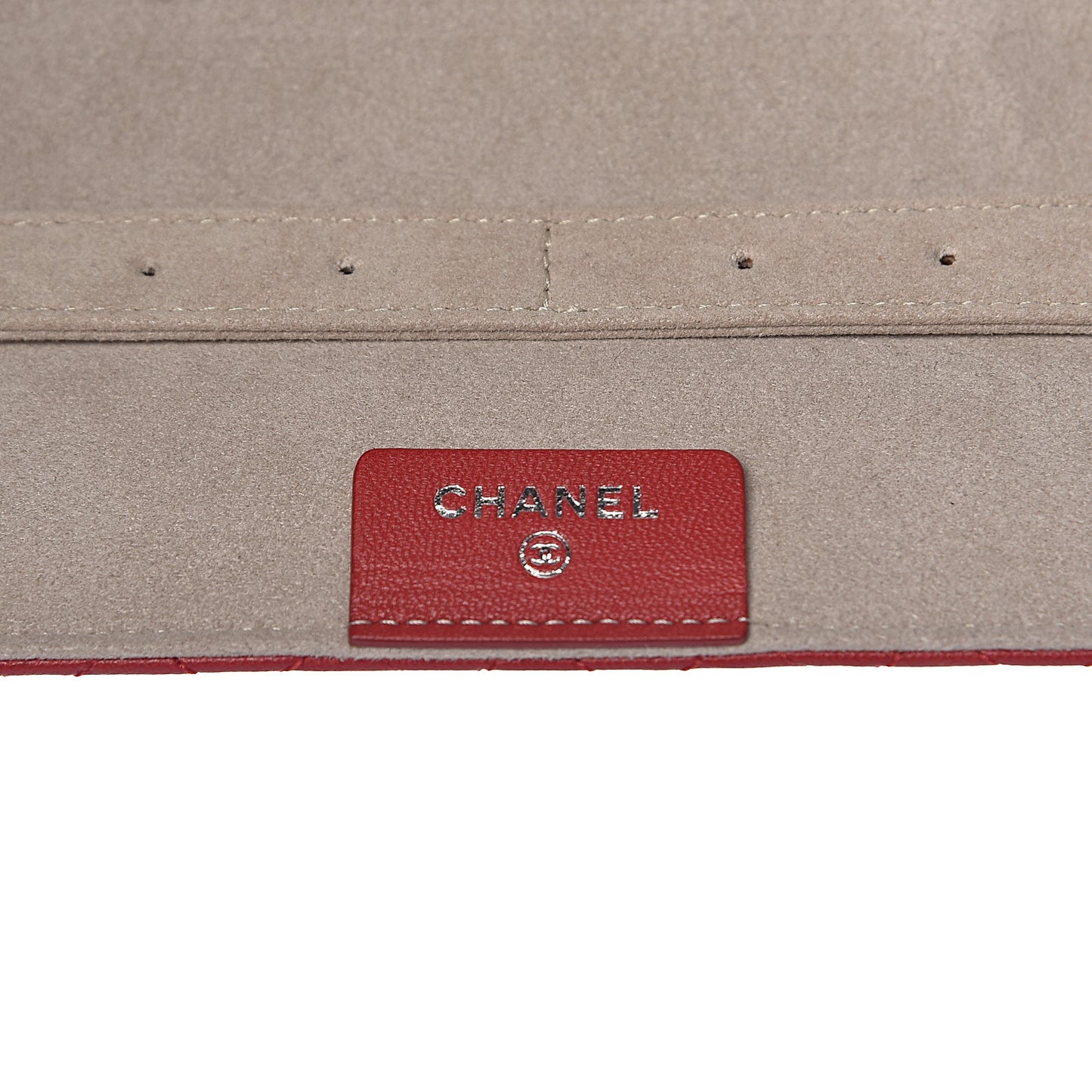 Lambskin Quilted Camellia Tri Fold Jewelry Case Red