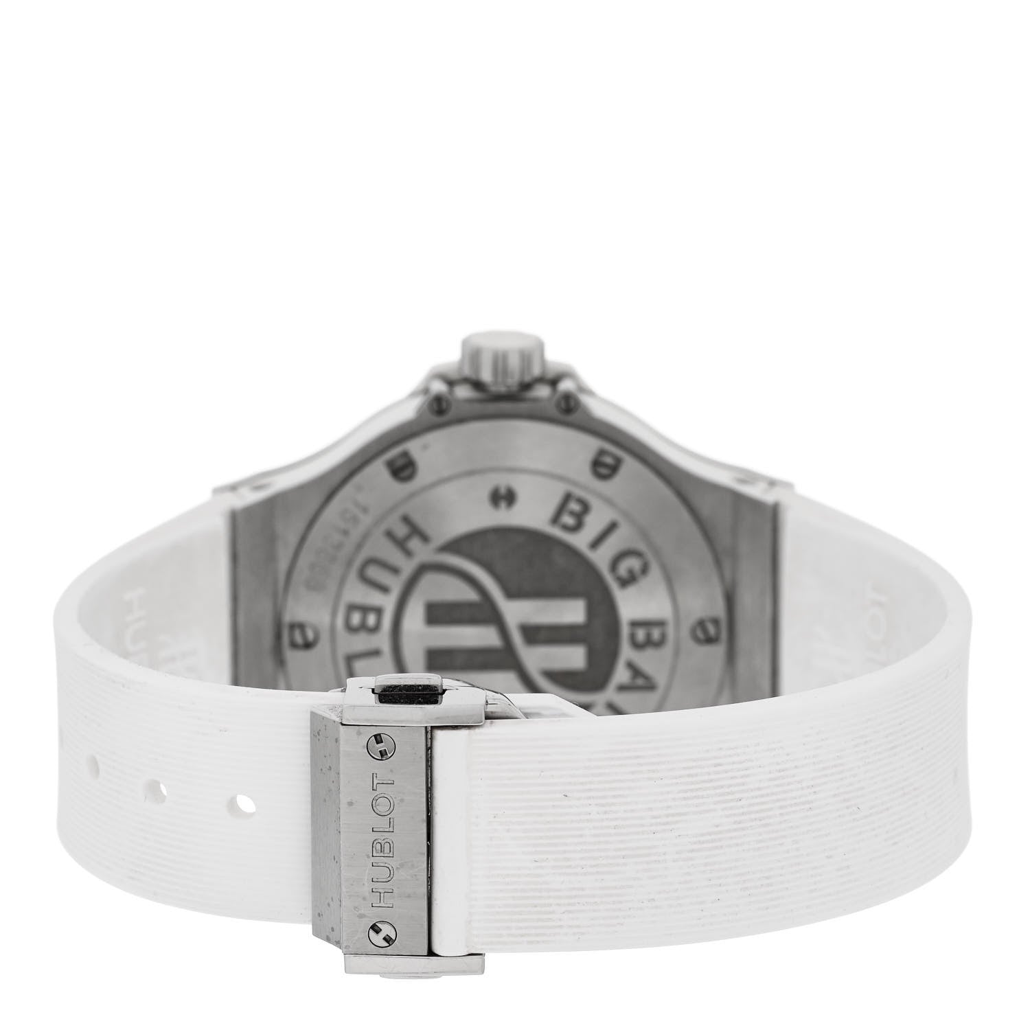 Hublot Stainless Steel Rubber Diamond Pave Bezel 38mm Big Bang Quartz Watch White White 3 of 5