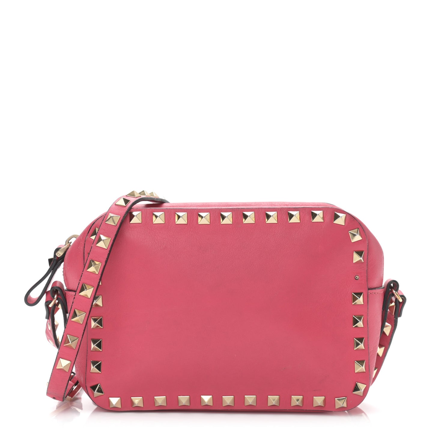 Calfskin Rockstud Camera Crossbody Bag Deep Rose