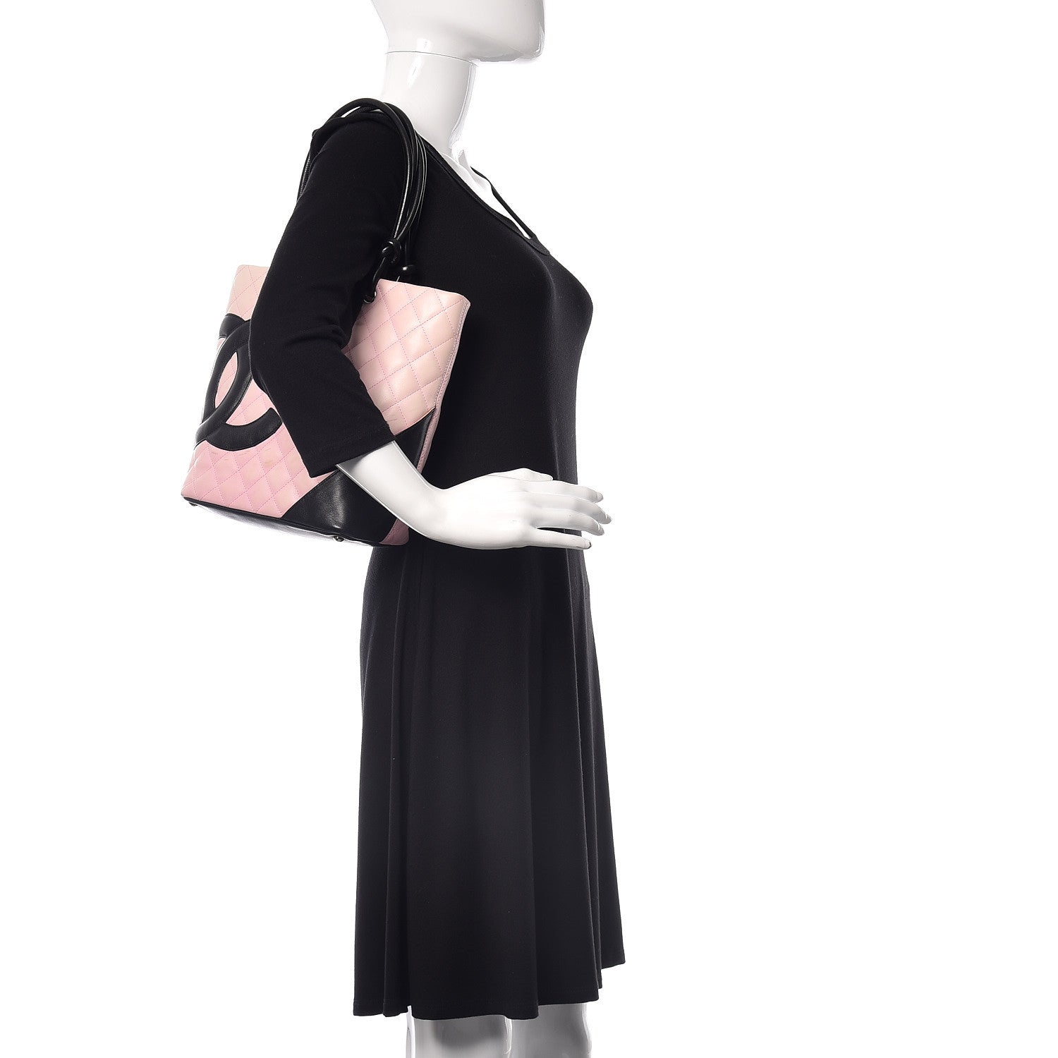 Chanel Calfskin Quilted Medium Cambon Tote Pink Black 2 of 20