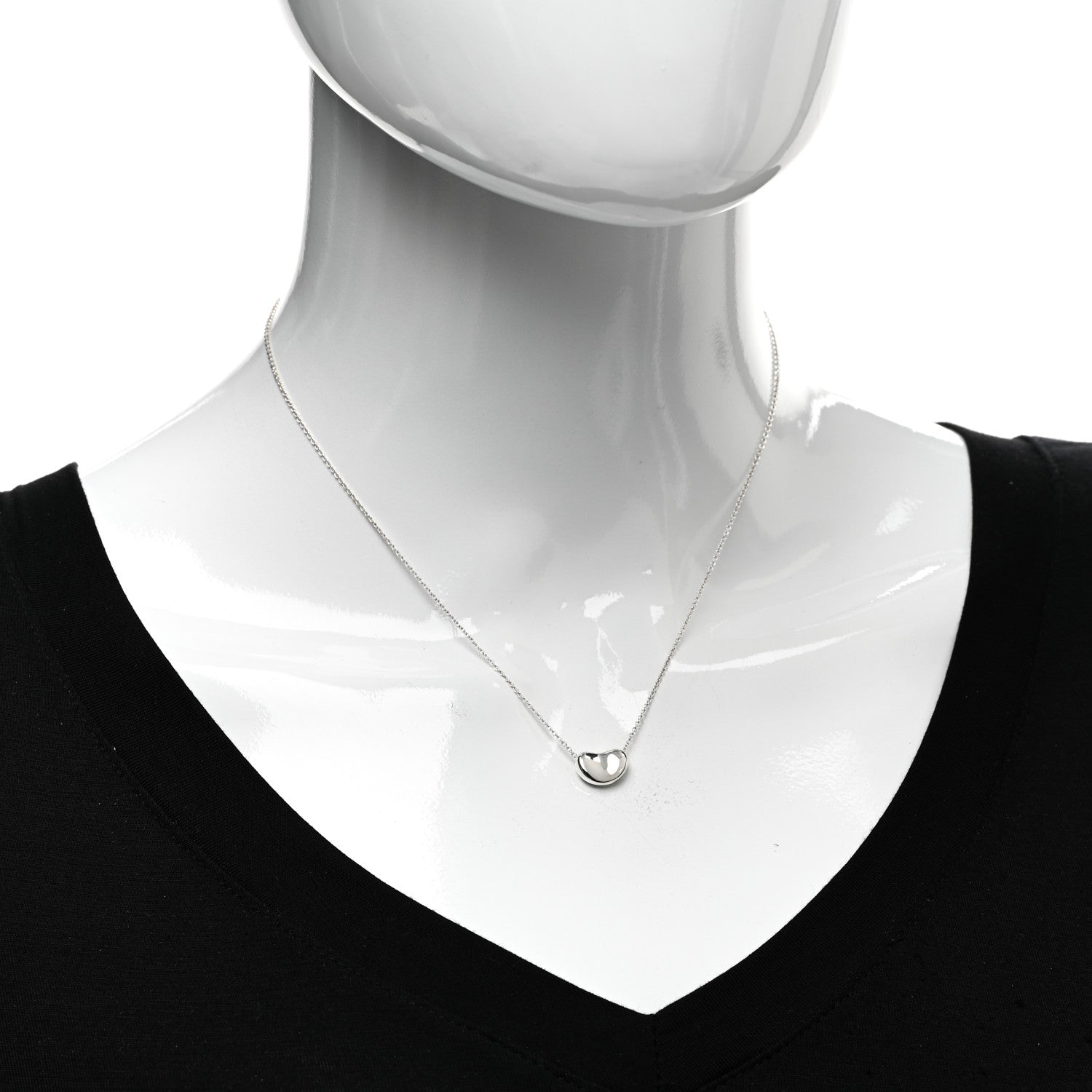Tiffany Sterling Silver 9mm Elsa Peretti Bean Pendant Necklace 2 of 4
