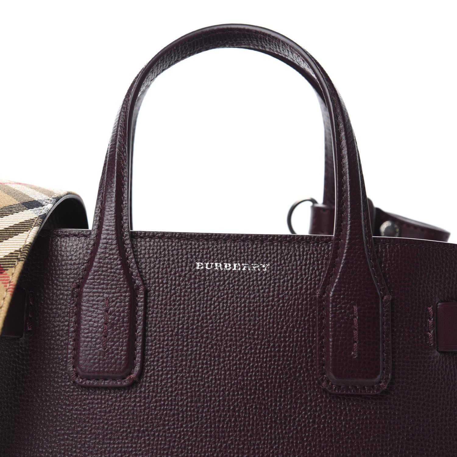 Burberry Grainy Calfskin House Check Small Banner Tote Mahogany Red 10 of 10