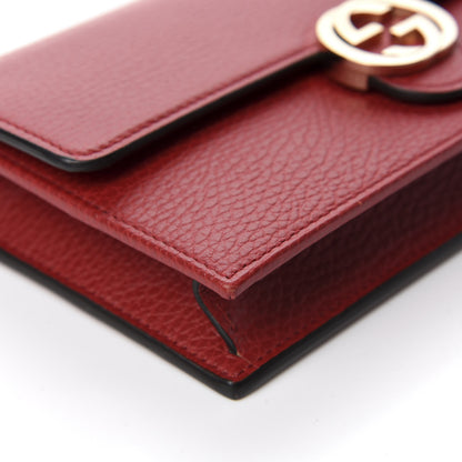 Gucci Dollar Calfskin Interlocking G Chain Wallet Red 6 of 10