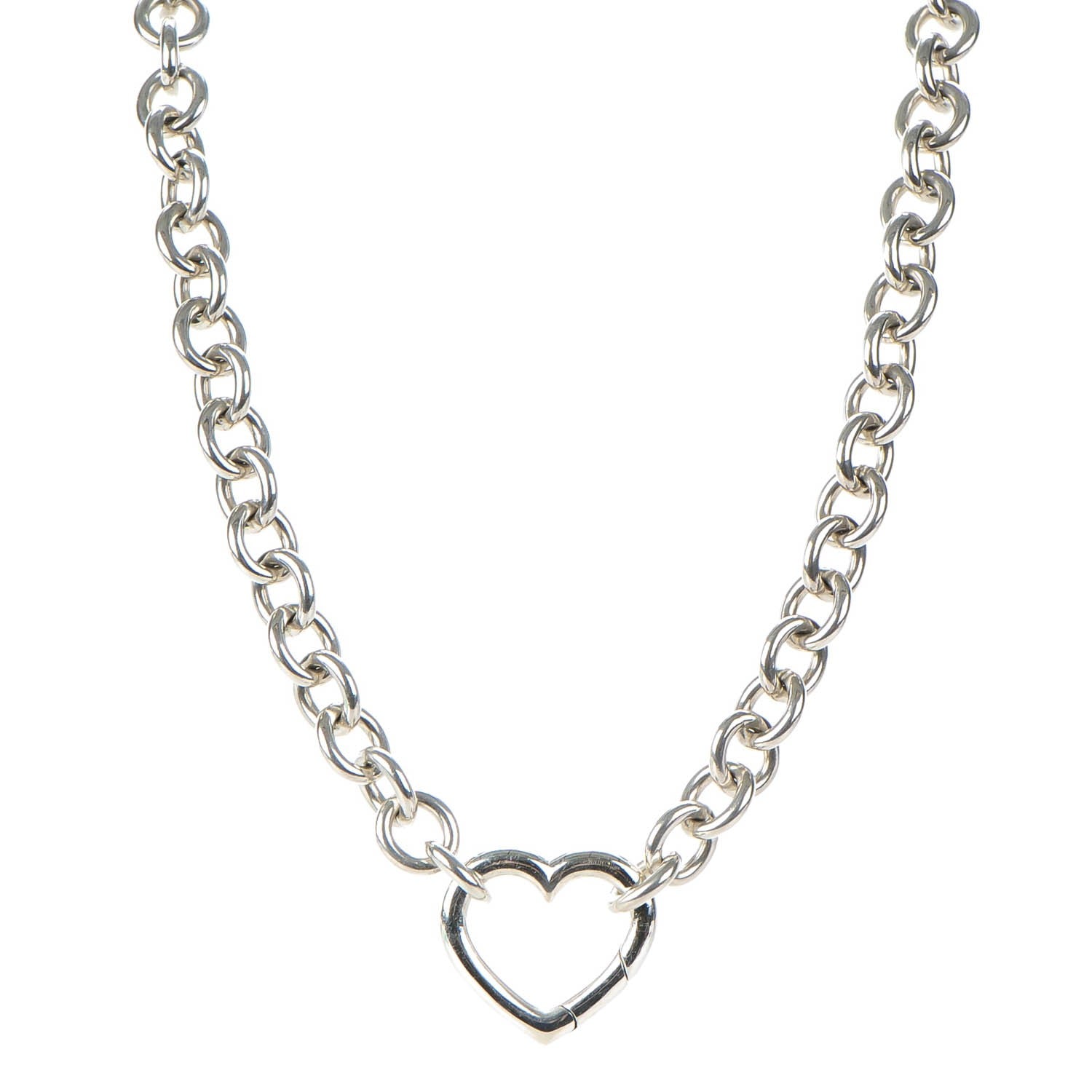 Tiffany Sterling Silver Heart Clasp Choker Necklace 1 of 5