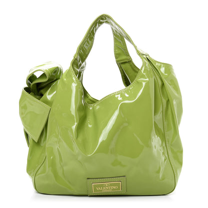 Valentino Garavani Patent Lacca Small Nuage Bow Hobo Green 1 of 9