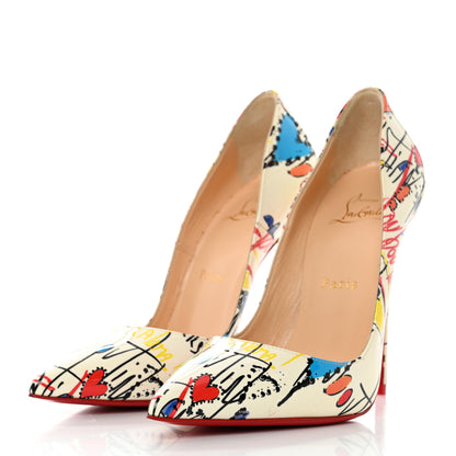 Christian Louboutin Patent Loubitag So Kate 120 Pumps 36.5 White Multi 3 of 7