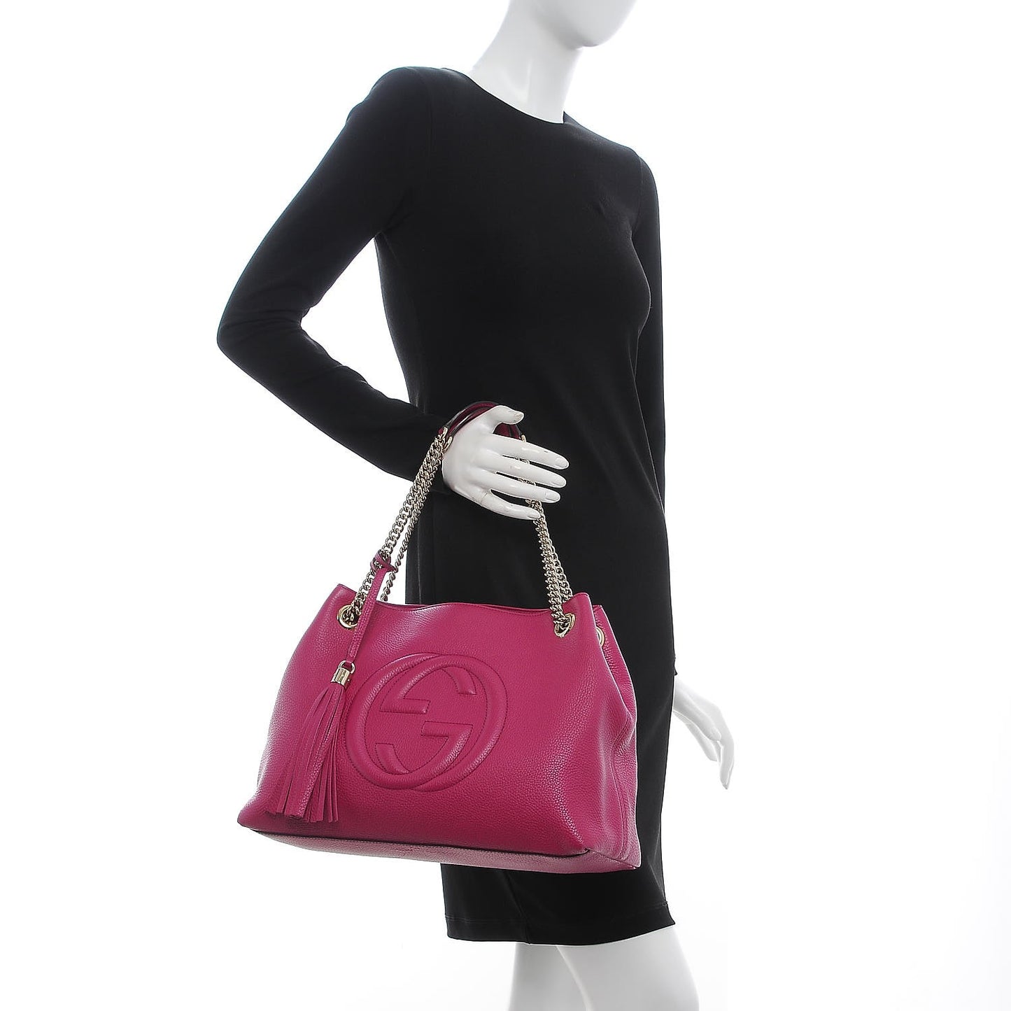 Cellarius Calfskin Medium Soho Chain Shoulder Bag Bright Bouganville