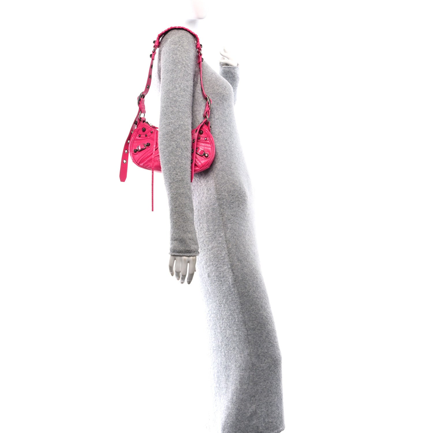 Balenciaga Agneau Arena Le Cagole Shoulder Bag XS Hot Pink 2 of 12