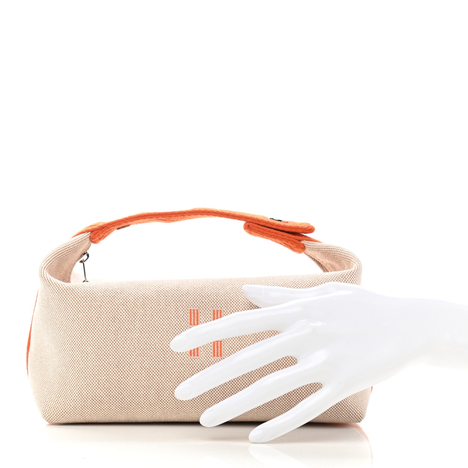 Hermes Canvas Small Bride-A-Brac Pouch Natural Orange 2 of 7