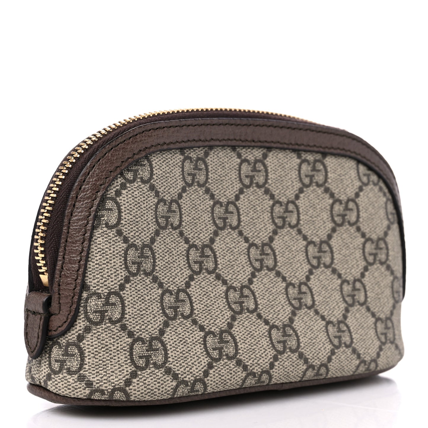 GG Supreme Monogram Textured Calfskin Web Medium Ophidia Cosmetic Case Beige Ebony New Acero