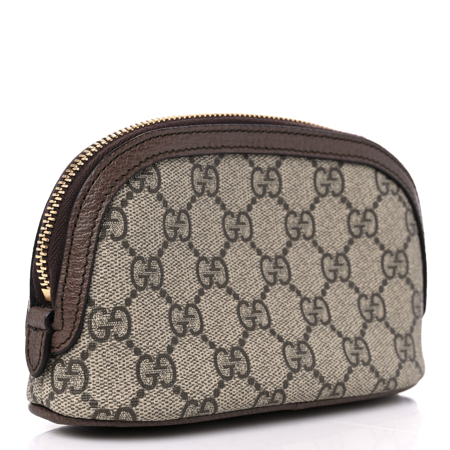 Gucci GG Supreme Monogram Textured Calfskin Web Medium Ophidia Cosmetic Case Beige Ebony New Acero 3 of 9