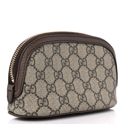 Gucci GG Supreme Monogram Textured Calfskin Web Medium Ophidia Cosmetic Case Beige Ebony New Acero 3 of 9