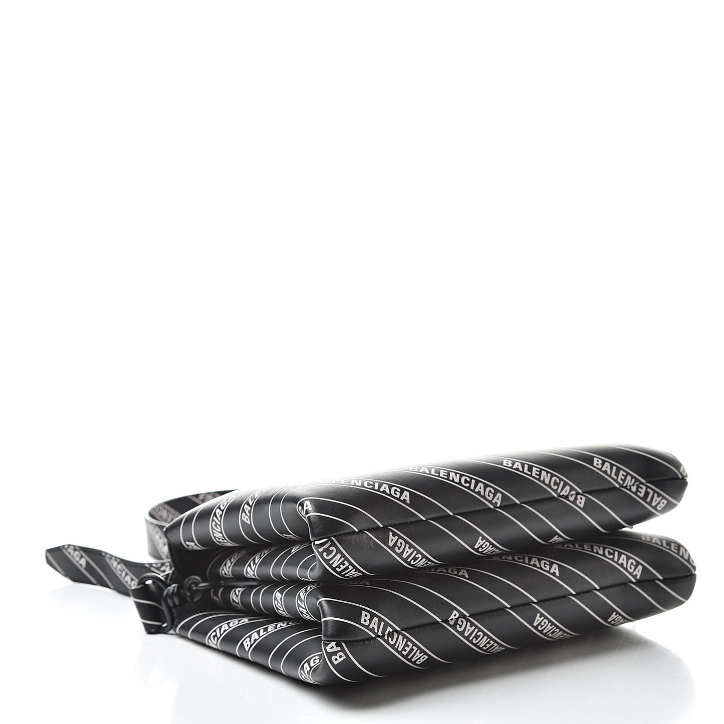 Calfskin Diagonal Allover Logo Print S Flap Bag Black White