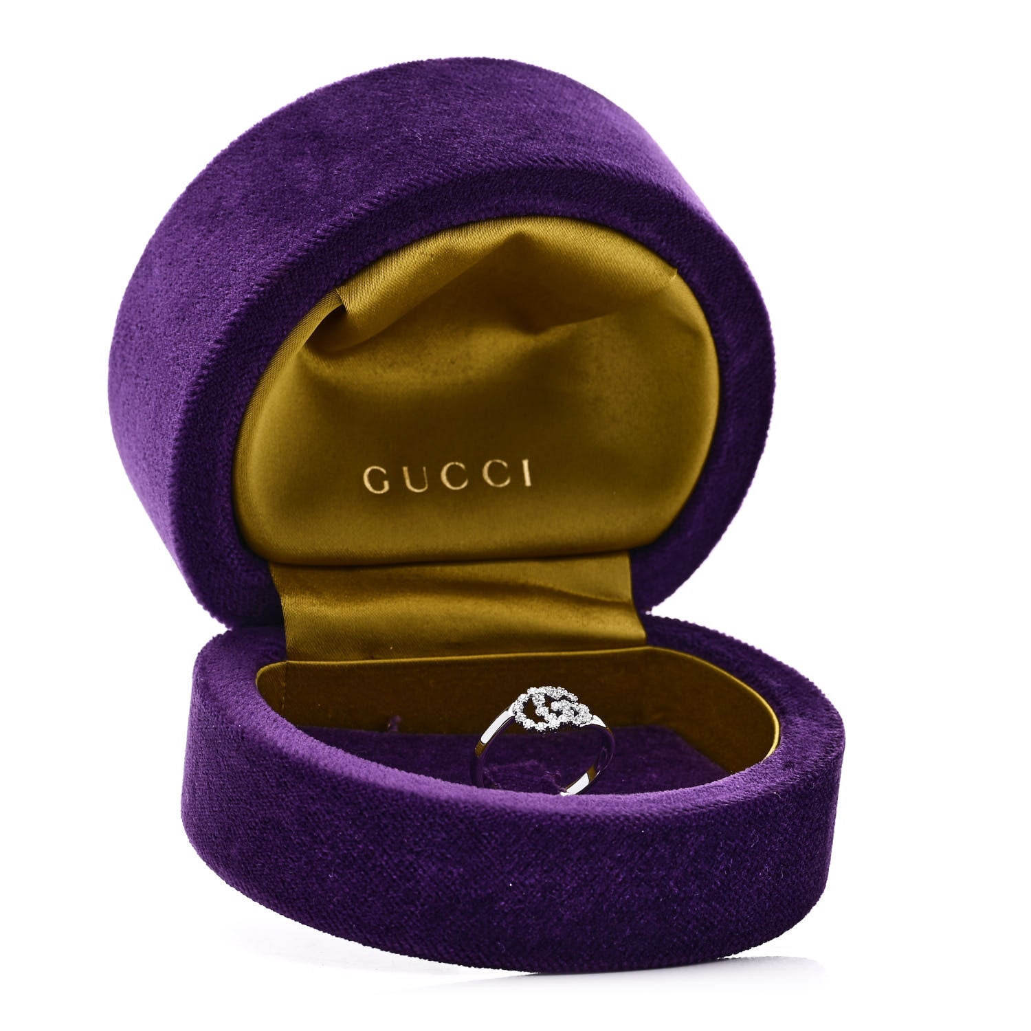 Gucci 18K White Gold Diamond Running Double G Ring 54 7 6 of 6