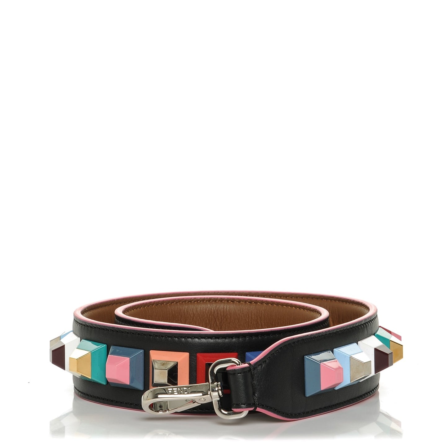 Vitello Dolce Plexiglass Bi-Color Studded Strap You Black Brownie Multicolor