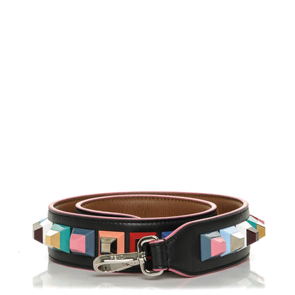 Fendi Vitello Dolce Plexiglass Bi-Color Studded Strap You Black Brownie Multicolor 1 of 4