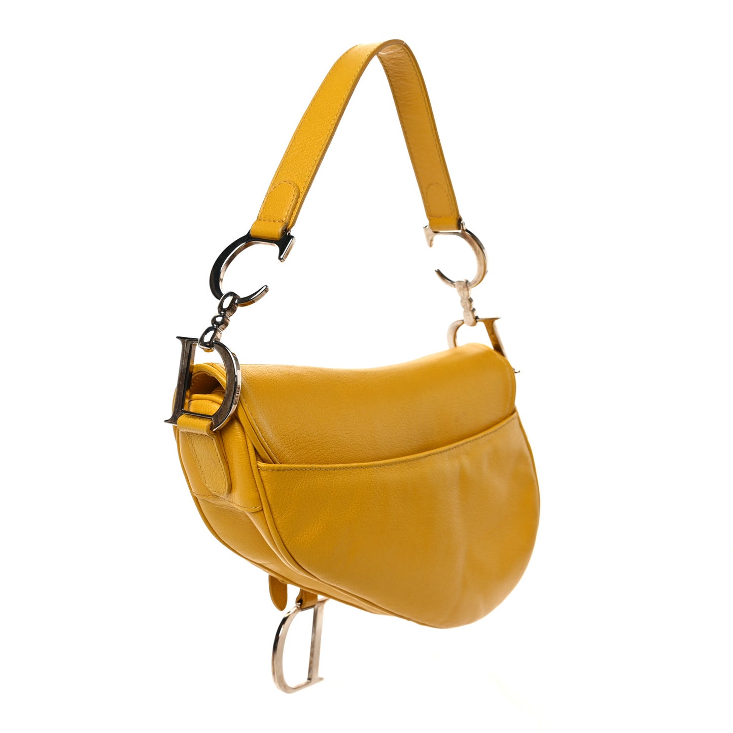Grained Calfskin Saddle Bag Dark Yellow