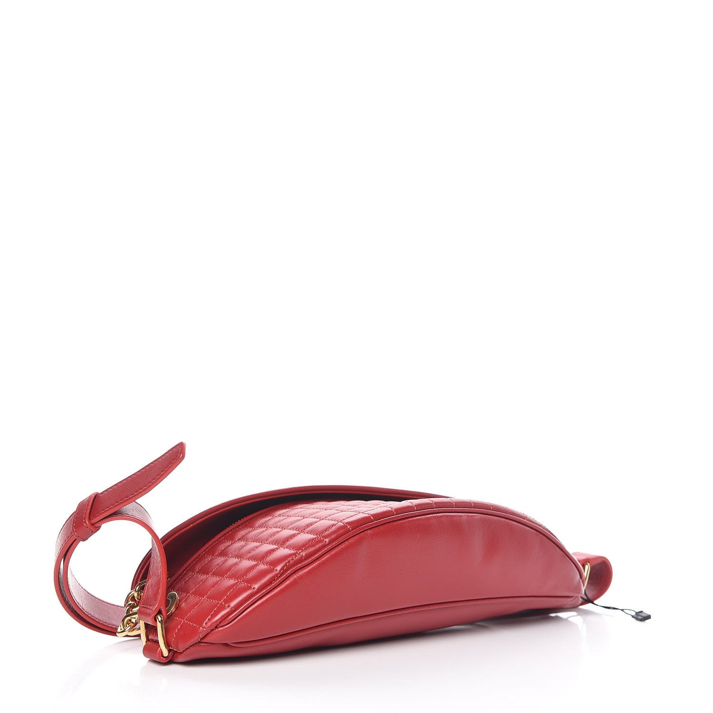 Calfskin Quilted C Charm Belt Bag Red