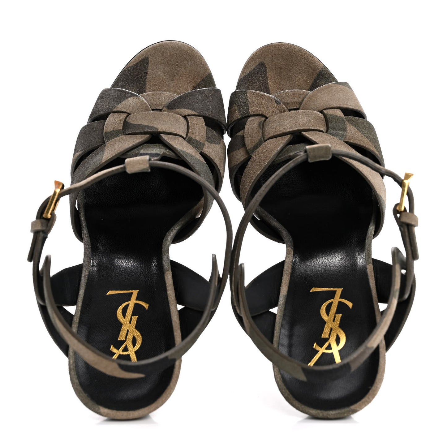 Suede Camouflage Print Tribute 105 Platform Sandals 37 Green