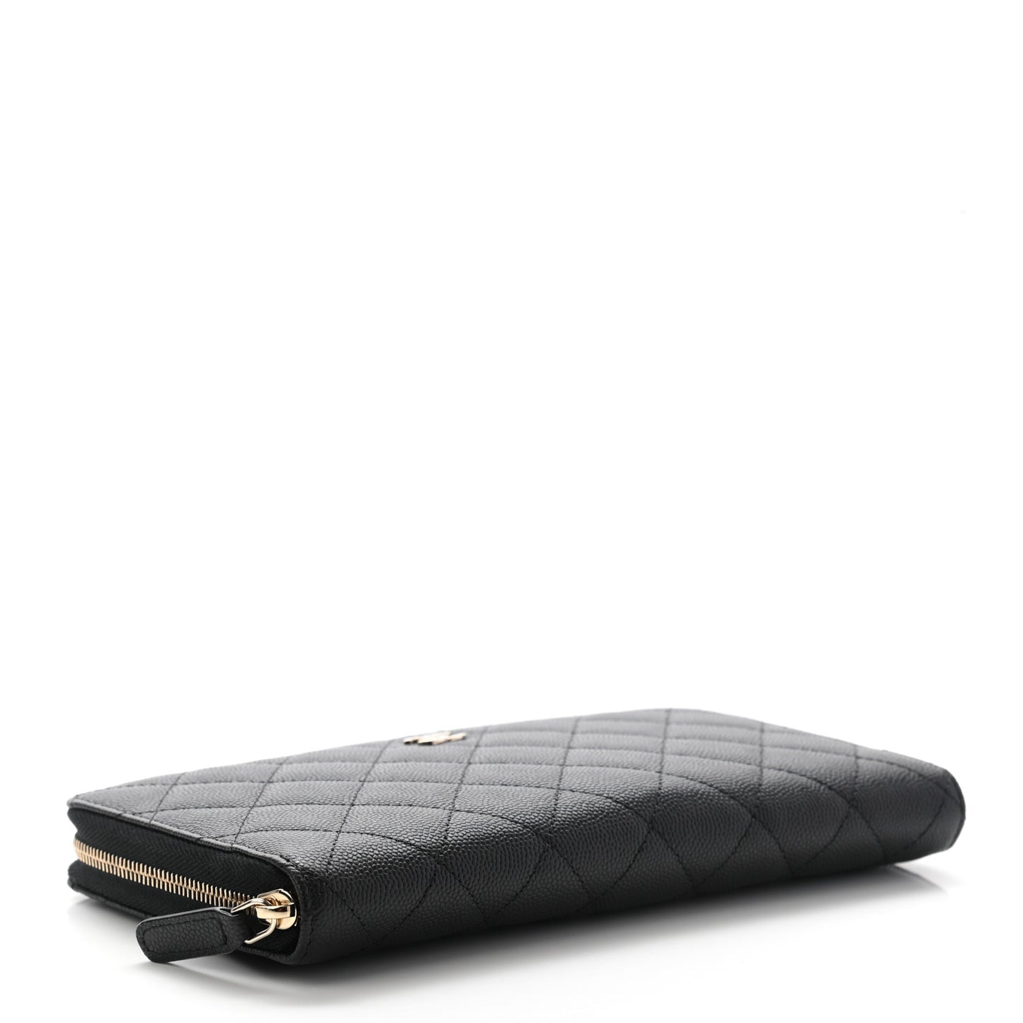Caviar Quilted Large Zip Around Organizer Wallet Black