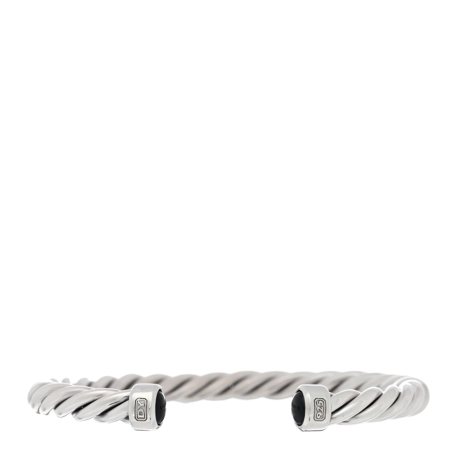 David Yurman Sterling Silver Onyx 6mm Cable Classic Cuff Bracelet 1 of 3