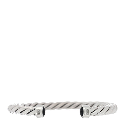David Yurman Sterling Silver Onyx 6mm Cable Classic Cuff Bracelet 1 of 3