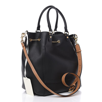 Fendi Vitello Grace King Karligraphy Chain Bucket Bag Black Bisquit 2 of 7
