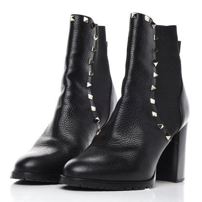 Valentino Garavani Grained Calfskin Rockstud Chelsea 80mm Ankle Boots 41 Black 2 of 7