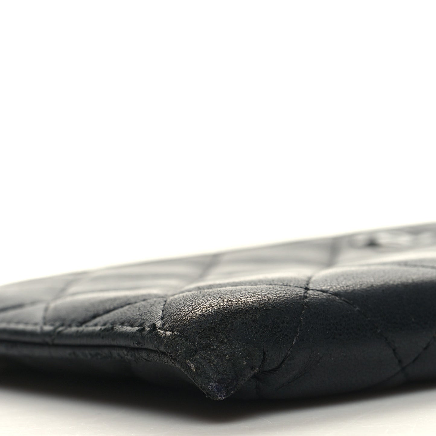 Lambskin Quilted Zip Pouch Black