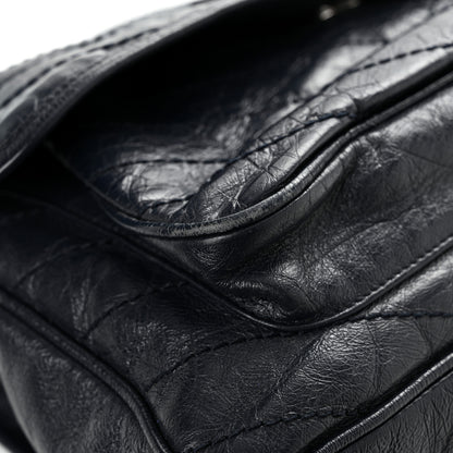 Saint Laurent Crinkled Calfskin Matelasse Monogram Large Niki Chain Satchel Deep Marine 13 of 16