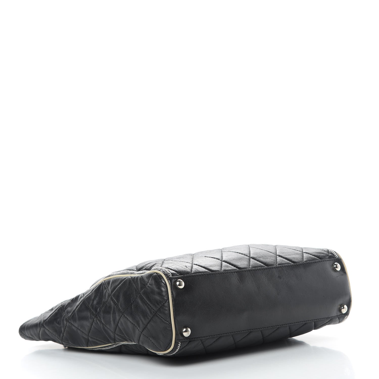 Chanel Glazed Lambskin Quilted Large North South Tote Black 4 of 15