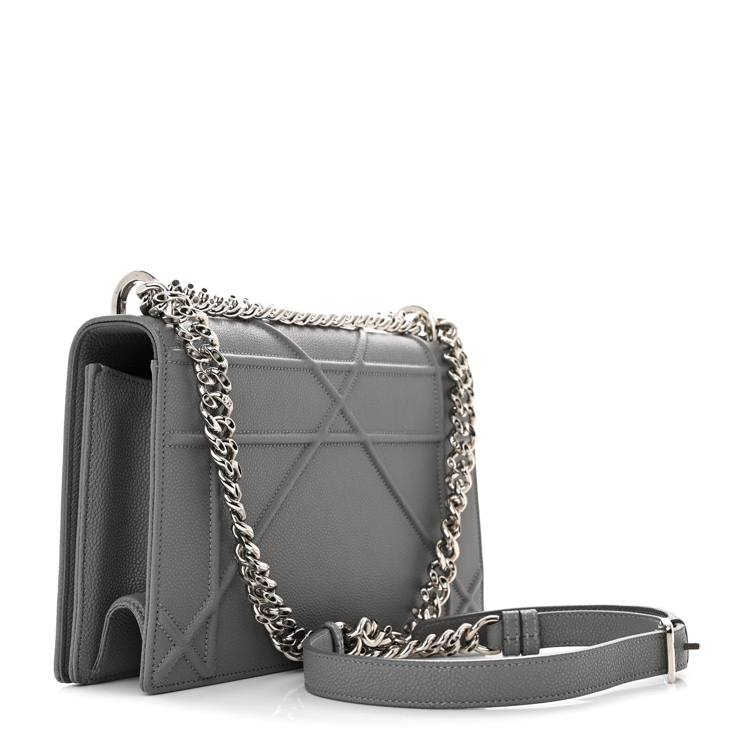 Christian Dior Grained Calfskin Medium Diorama Flap Bag Gris 3 of 12