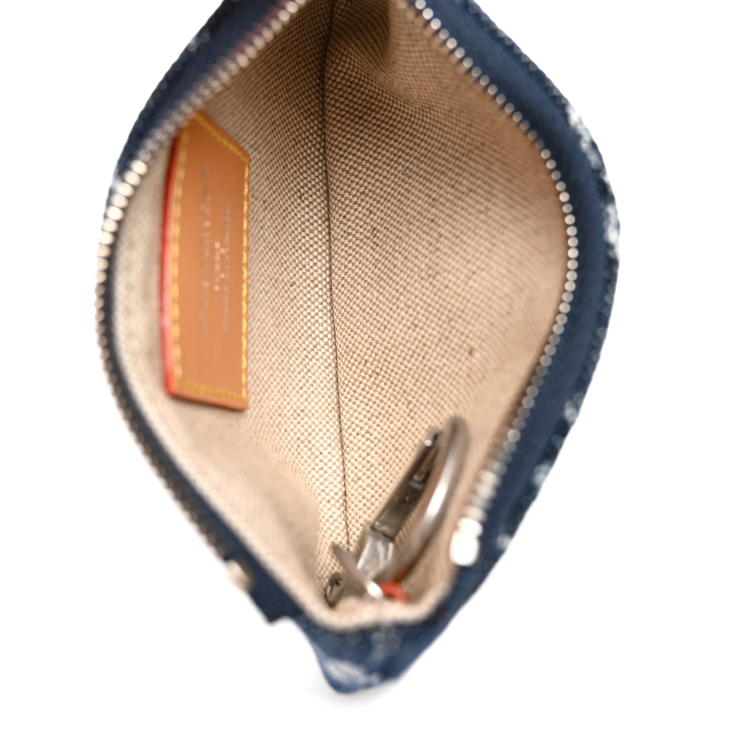Monogram Denim Flowers Key Pouch Blue