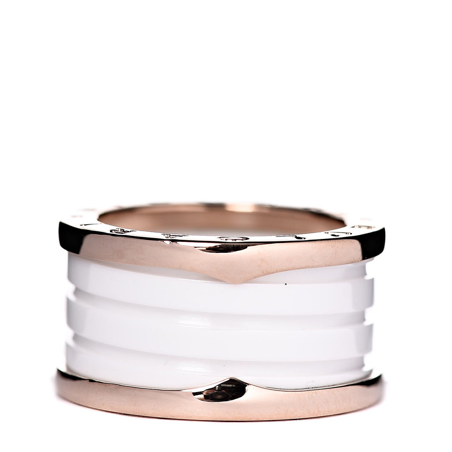18K Rose Gold White Ceramic B.Zero1 Four-Band Ring 53 6.25