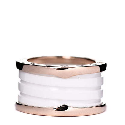 Bulgari 18K Rose Gold White Ceramic B.Zero1 Four-Band Ring 53 6.25 1 of 5