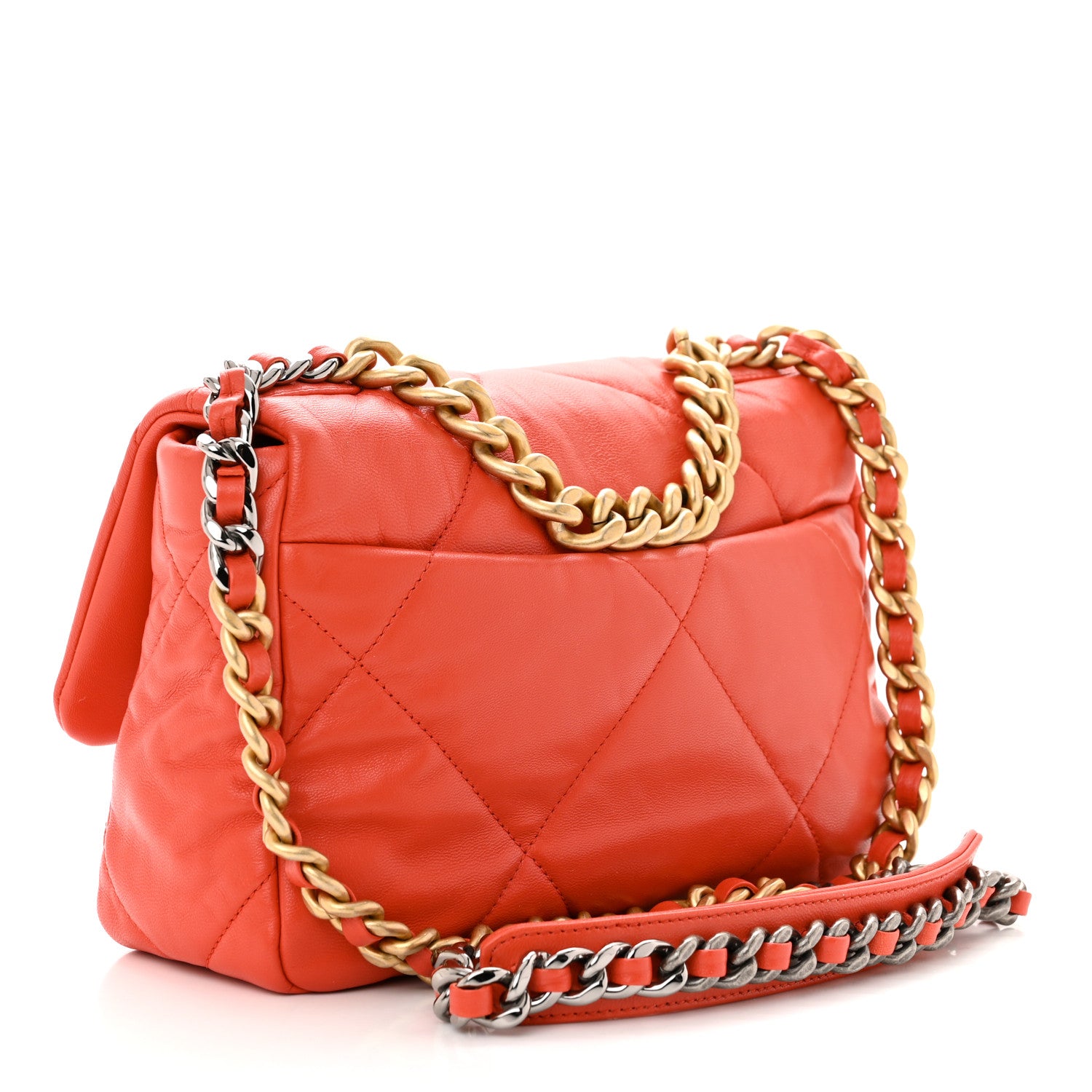Chanel Goatskin Quilted Medium Chanel 19 Flap Orange 3 of 10