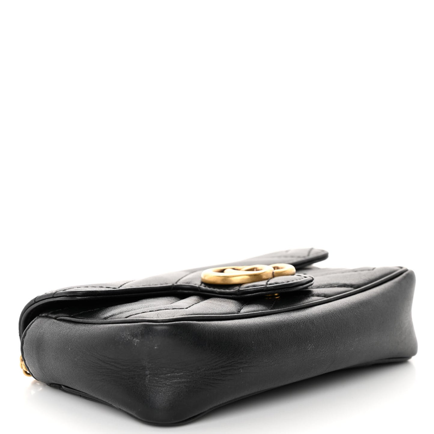 Calfskin Matelasse Super Mini GG Marmont Shoulder Bag Black