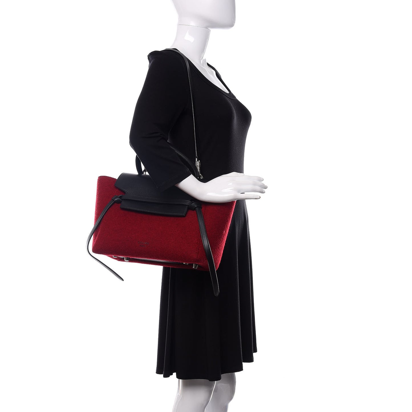 Felt Smooth Calfskin Mini Belt Bag Red
