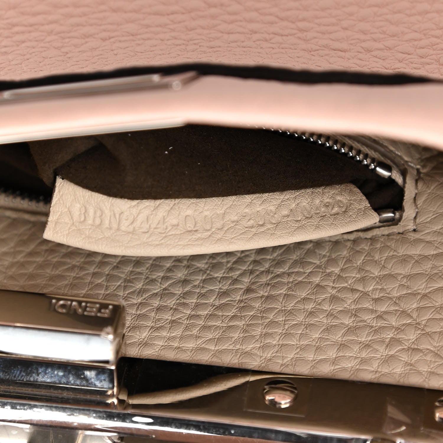 Fendi Cuoio Romano Selleria Bi-Color Mini Peekaboo Iconic Satchel Cipria Latte 7 of 11