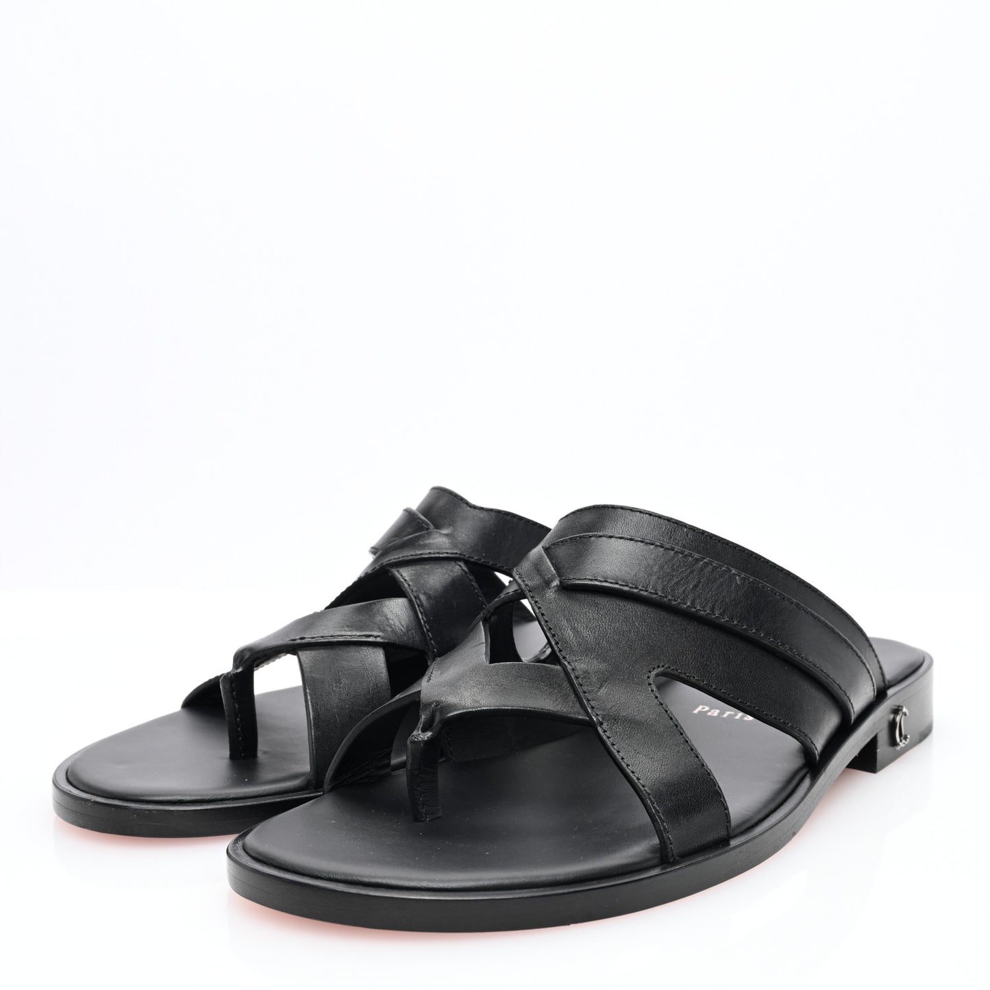 Calf Mens Sinouhe Flat Slide Sandals 41 Black