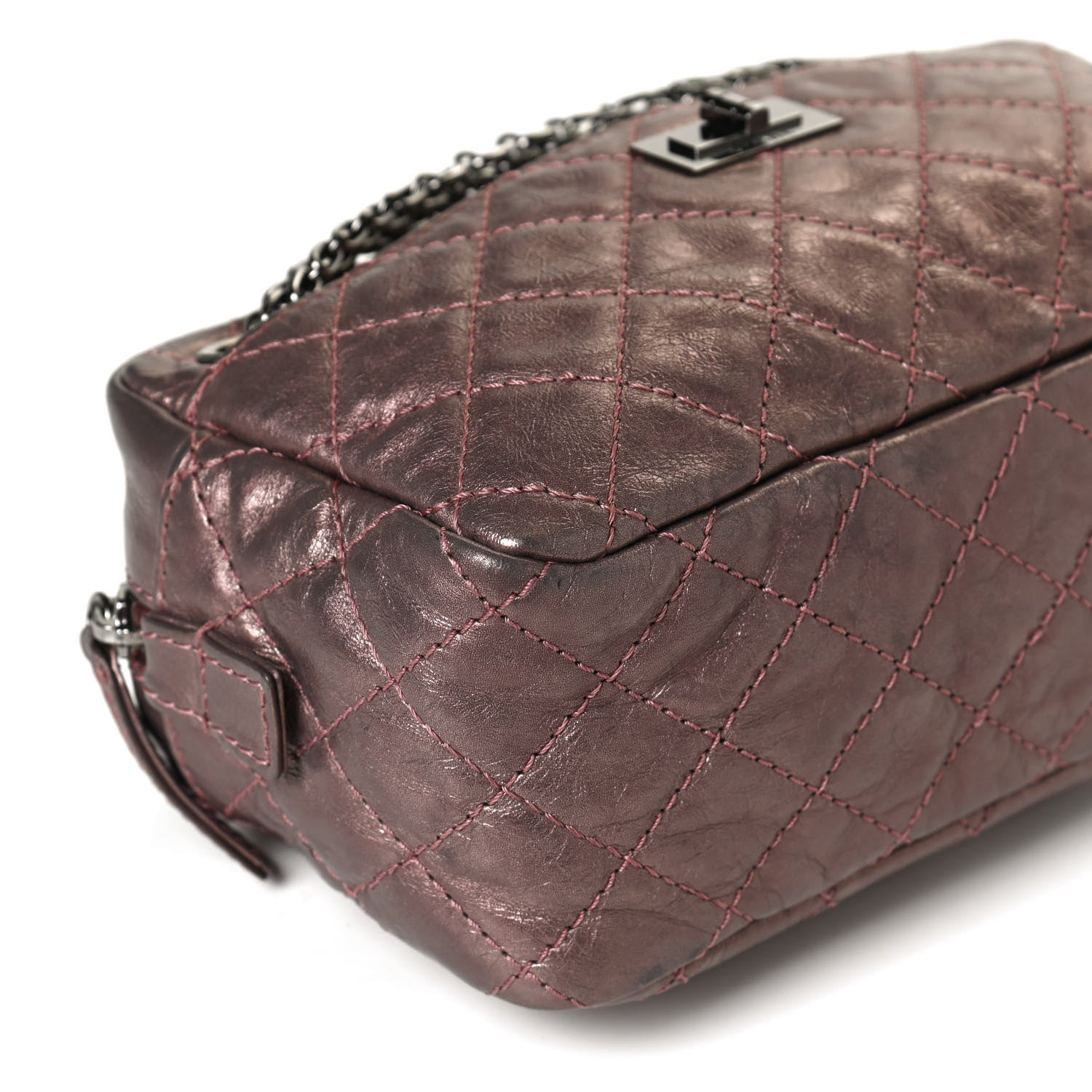 Chanel Metallic Aged Calfskin Quilted Small Reissue Camera Case Rose Fonce 12 of 12