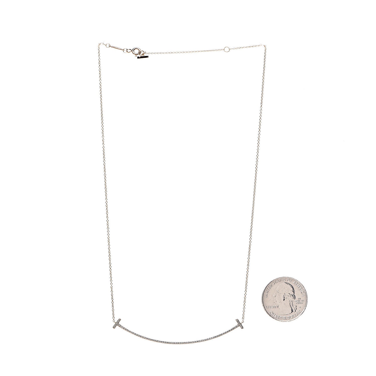 Tiffany 18K Rose Gold Diamond T Smile Pendant Necklace 3 of 6