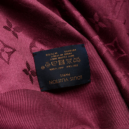 Louis Vuitton Silk Wool Monogram Shawl Wine Red 3 of 3
