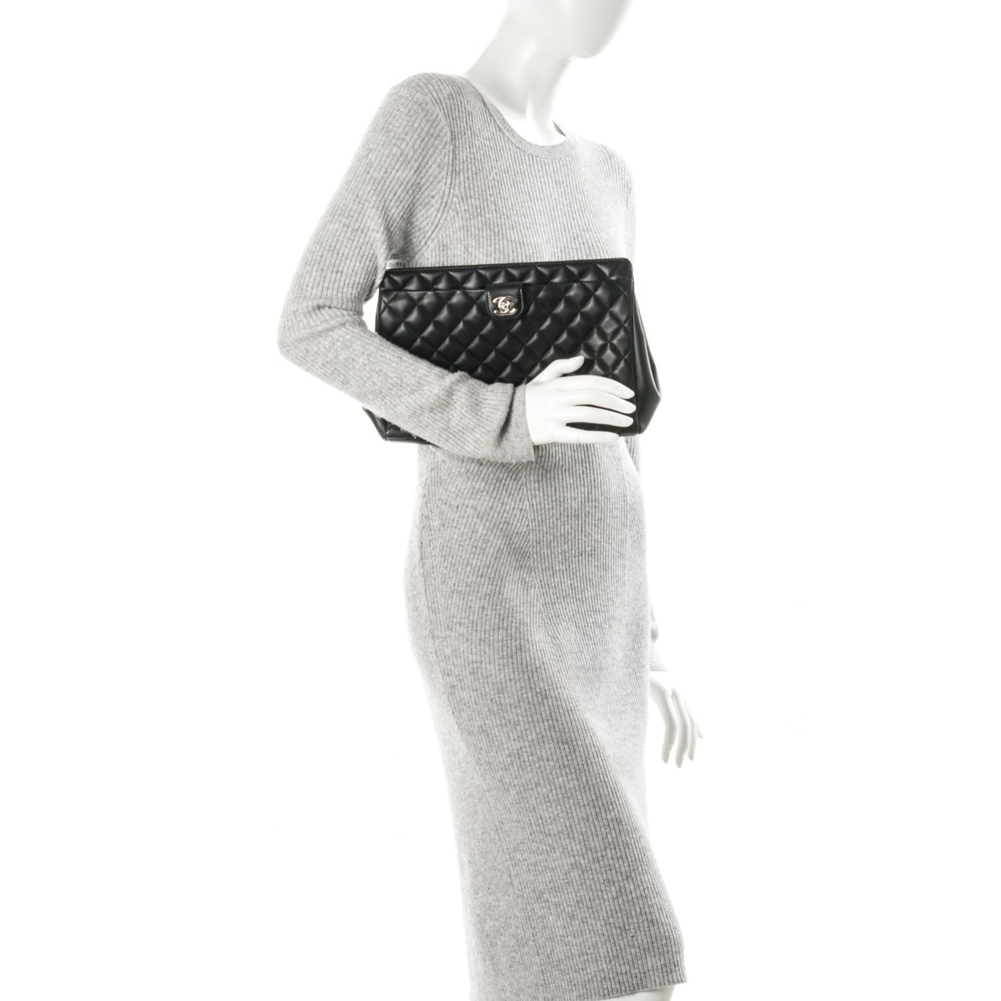 Lambskin Quilted Framed Clutch Black