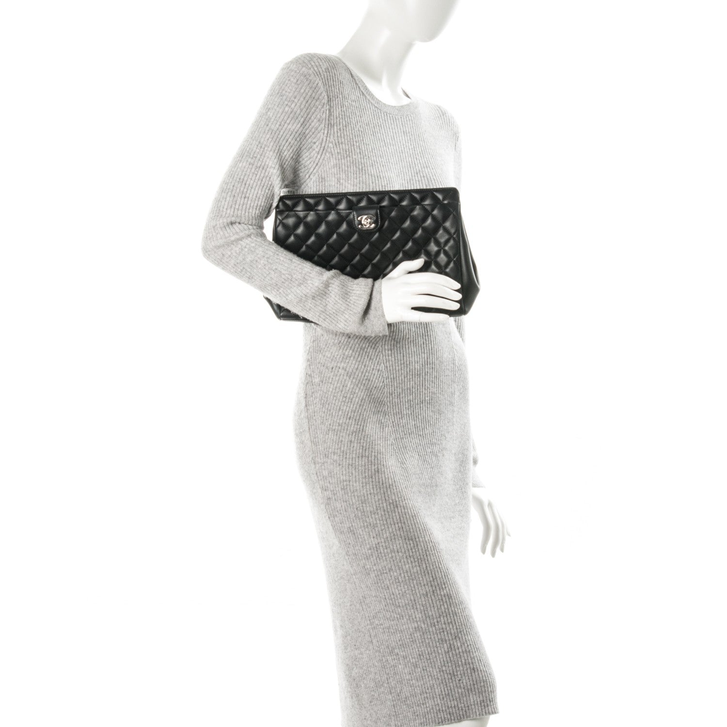Chanel Lambskin Quilted Framed Clutch Black 2 of 8