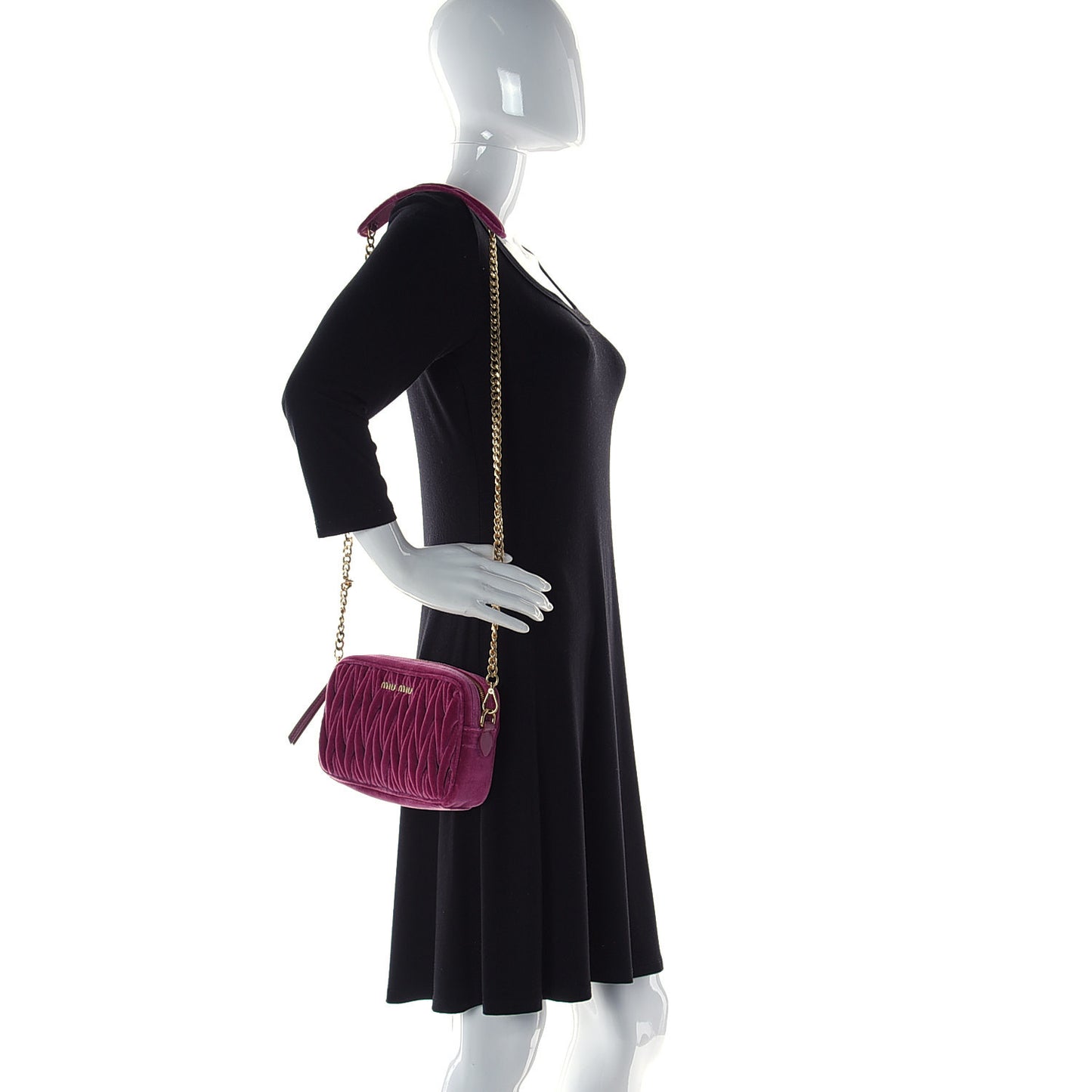 Velluto Matelasse Chain Camera Bag Bruyere