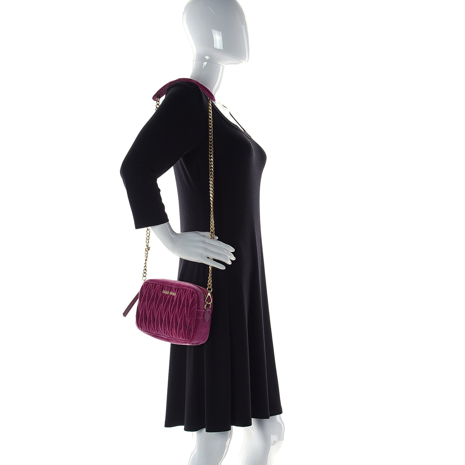 Miu Miu Velluto Matelasse Chain Camera Bag Bruyere 3 of 11