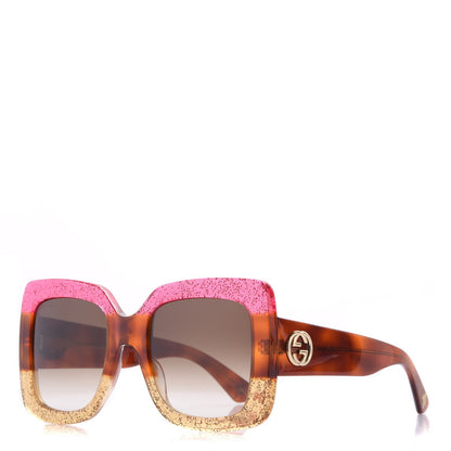 Gucci Square Frame GG0083S Sunglasses Glitter Pink Multi 1 of 10