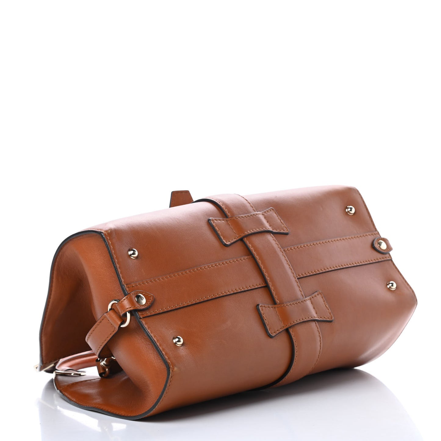 Calfskin Medium Stirrup Top Handle Bag Brown