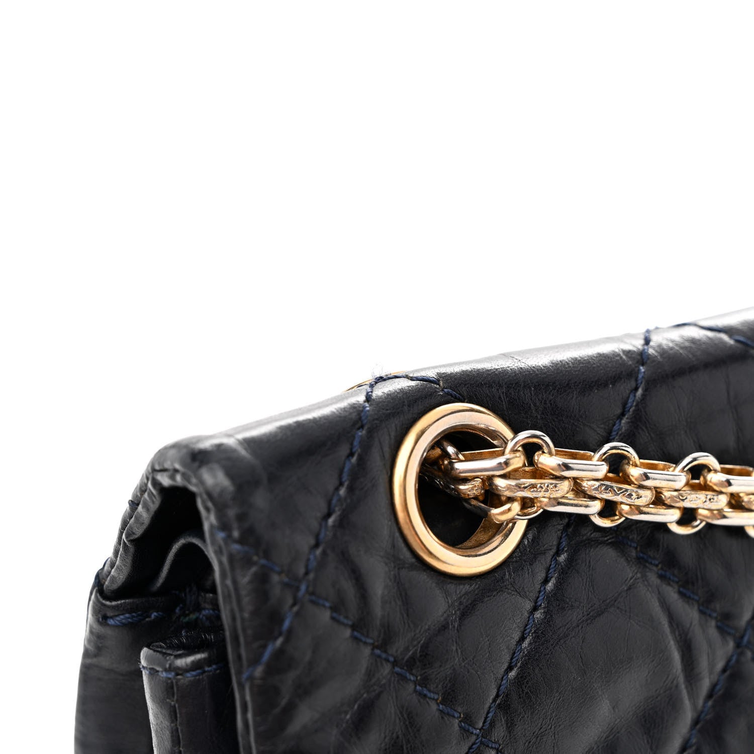 Chanel Aged Calfskin Quilted 2.55 Reissue 227 Flap Navy Blue 14 of 15
